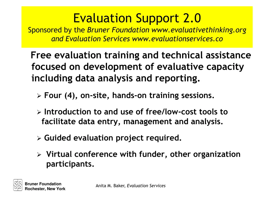 evaluation support 2 0 sponsored by the bruner