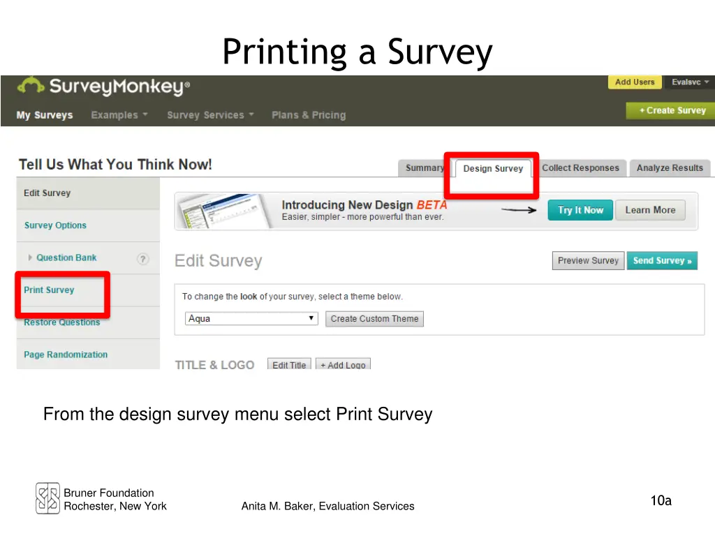 printing a survey