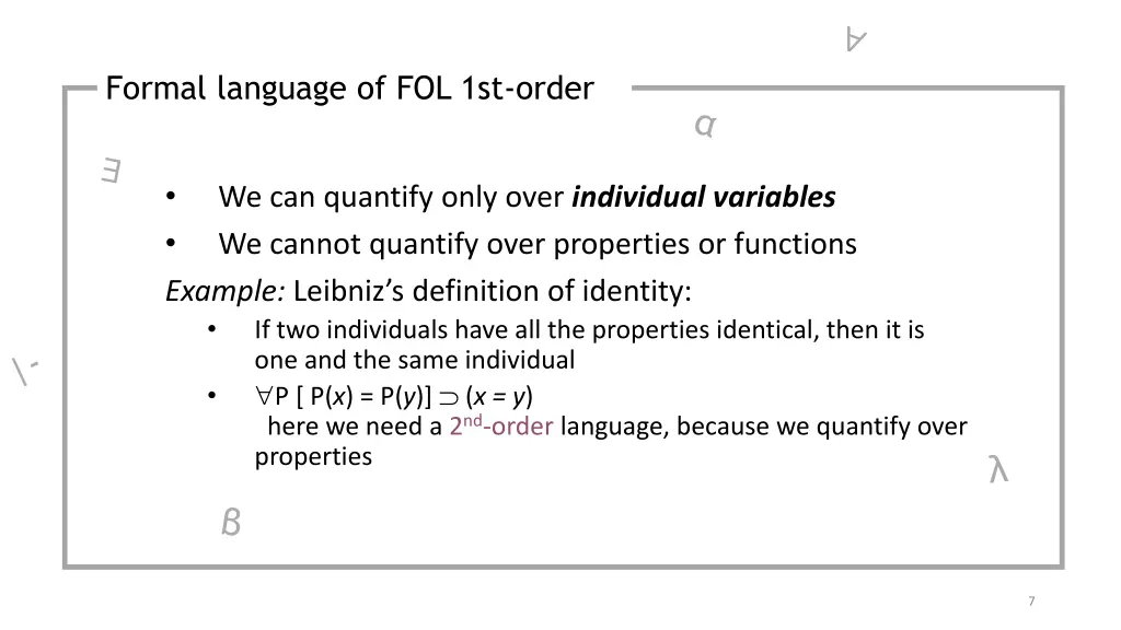 formal language of fol 1st order