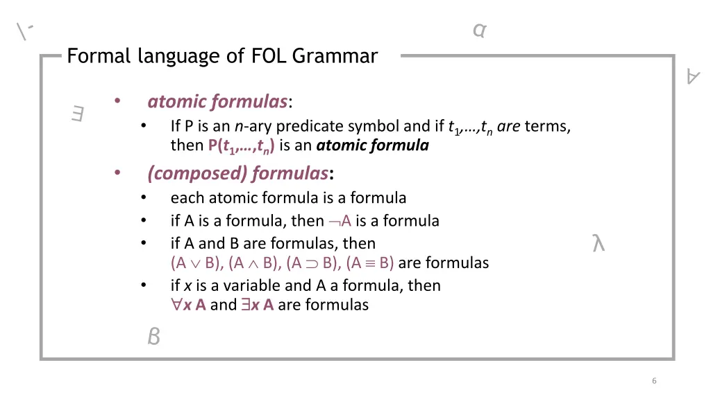 formal language of fol grammar 1