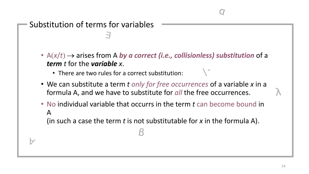 substitution of terms for variables