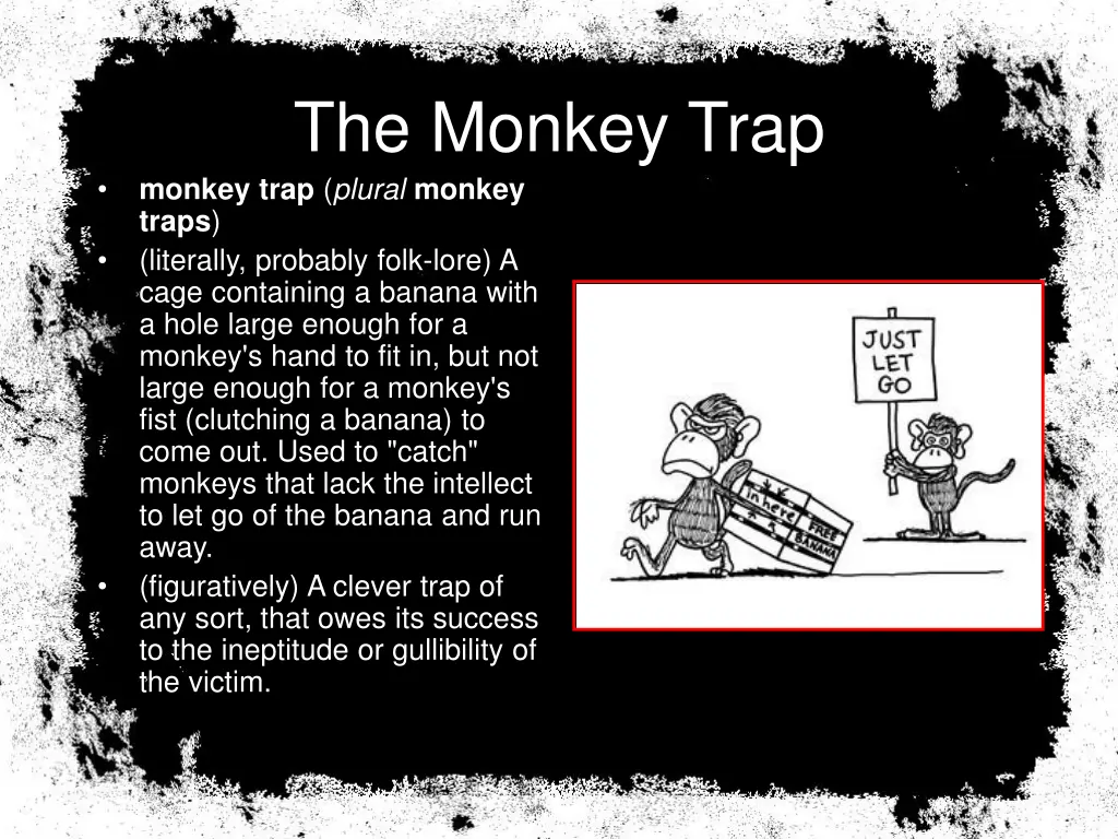 the monkey trap monkey trap plural monkey traps