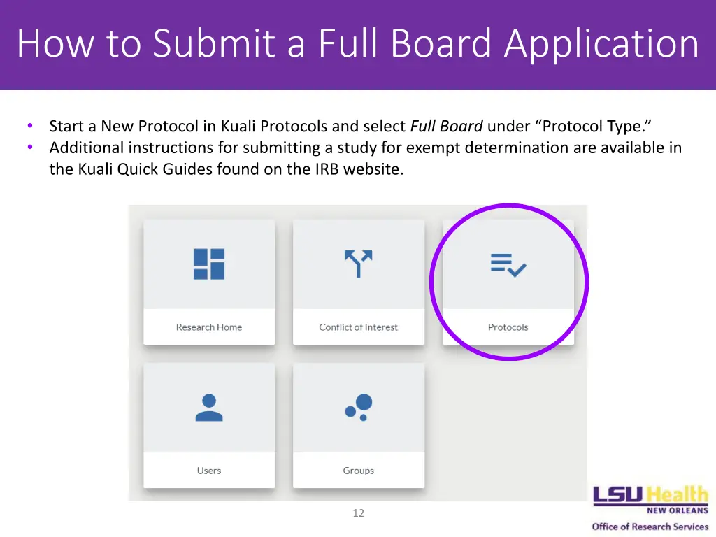how to submit a full board application