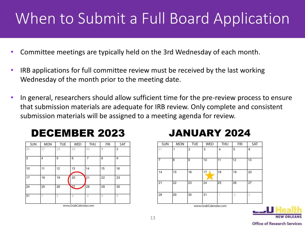 when to submit a full board application