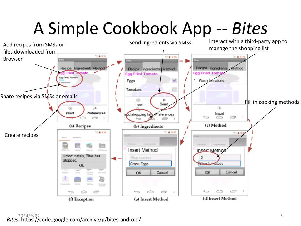 a simple cookbook app bites send ingredients