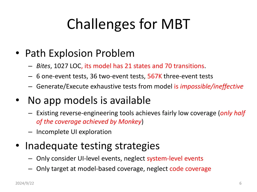 challenges for mbt