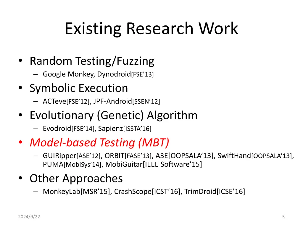 existing research work