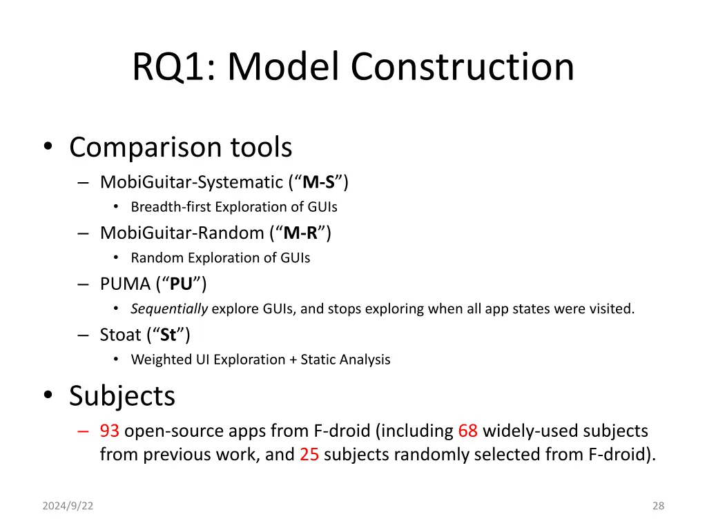 rq1 model construction