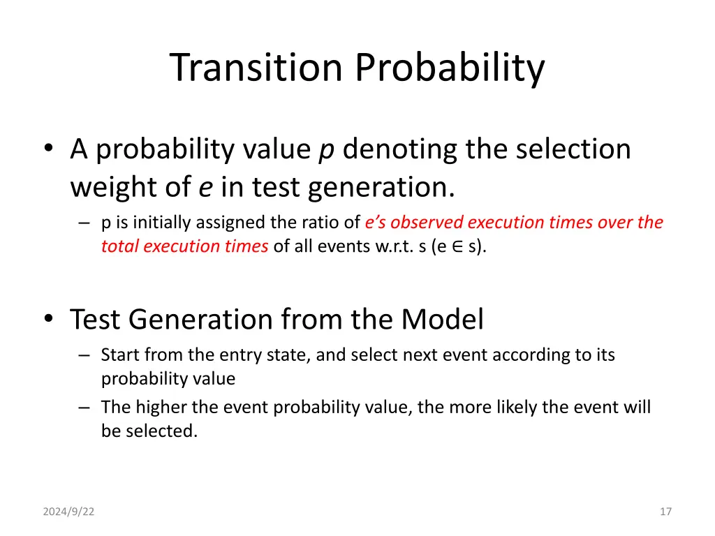 transition probability