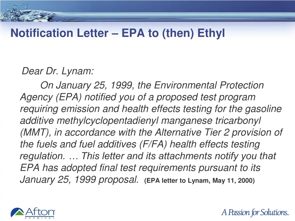 notification letter epa to then ethyl