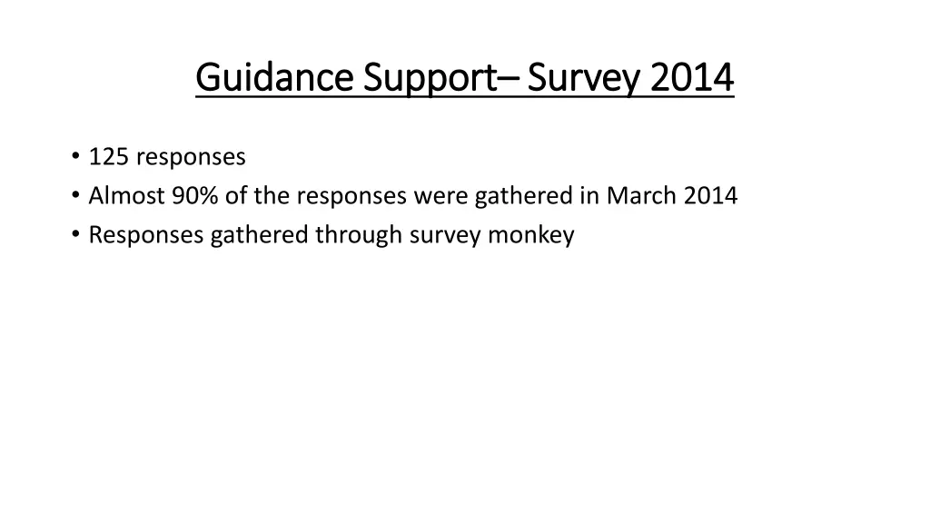 guidance support guidance support survey 2014