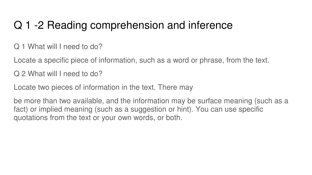 q 1 2 reading comprehension and inference