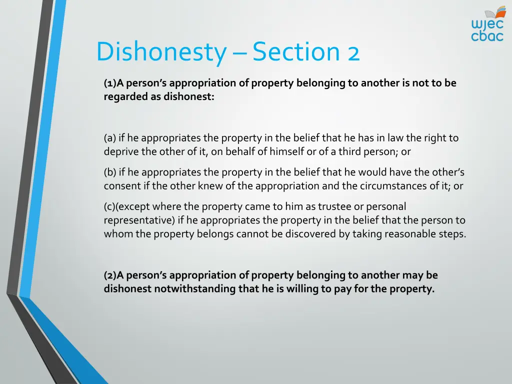 dishonesty section 2