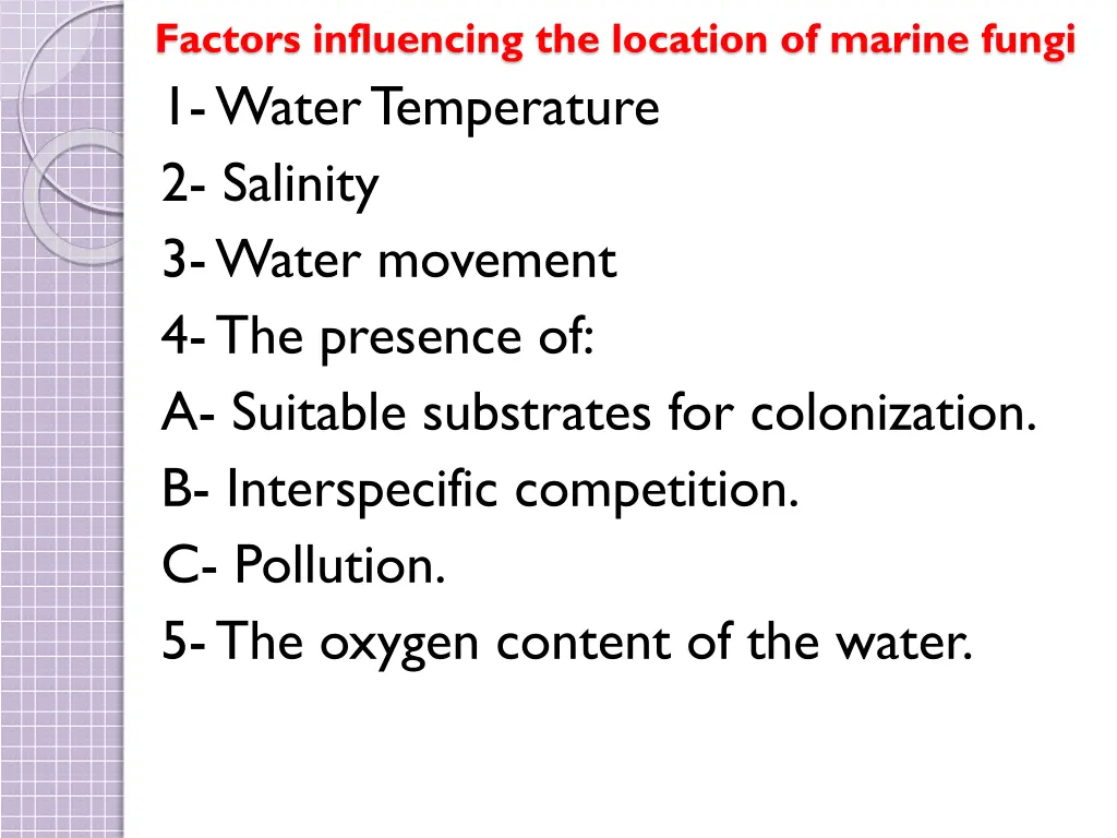 factors influencing the location of marine fungi