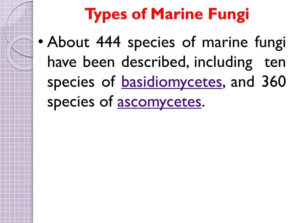 types of marine fungi