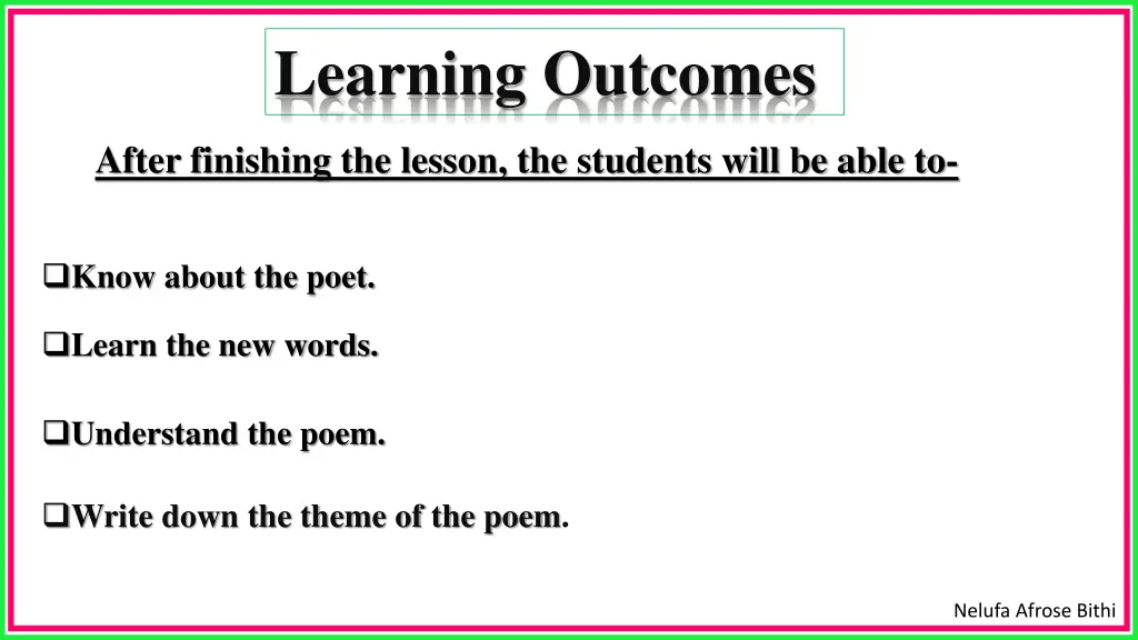 learning outcomes