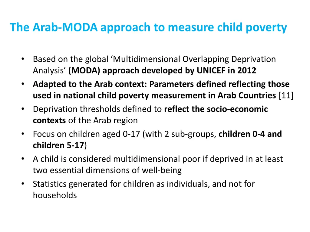 the arab moda approach to measure child poverty