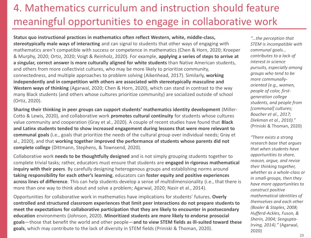 4 mathematics curriculum and instruction should