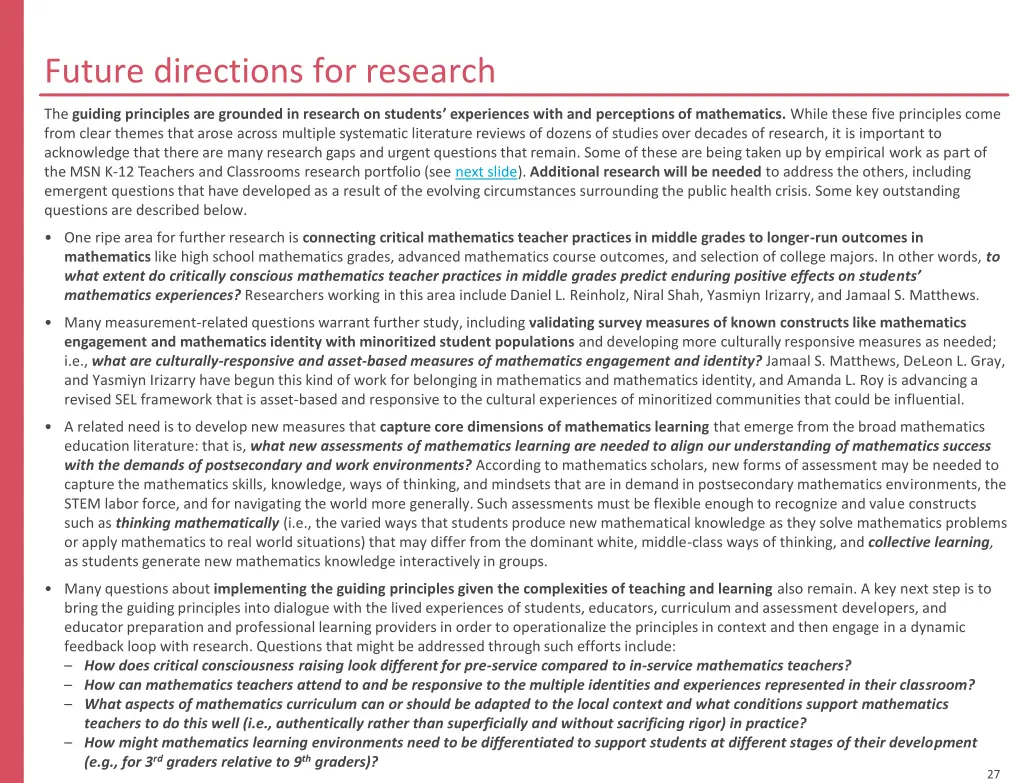 future directions for research