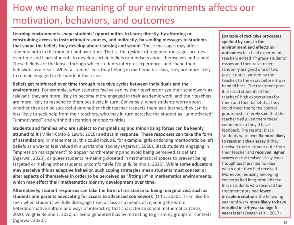 how we make meaning of our environments affects