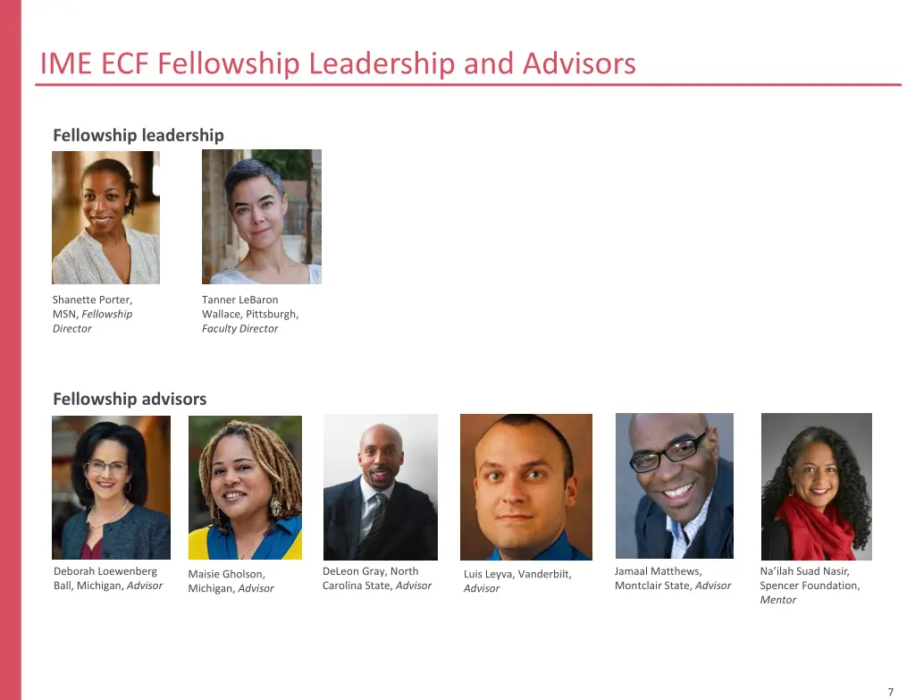 ime ecf fellowship leadership and advisors