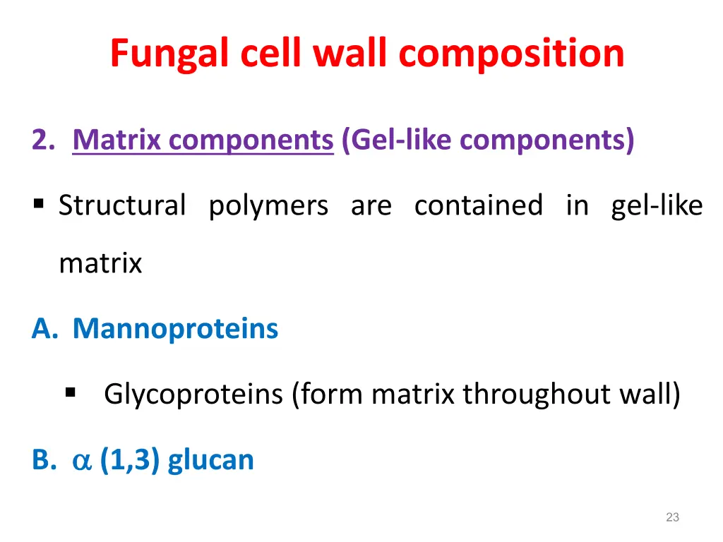 fungal cell wall composition