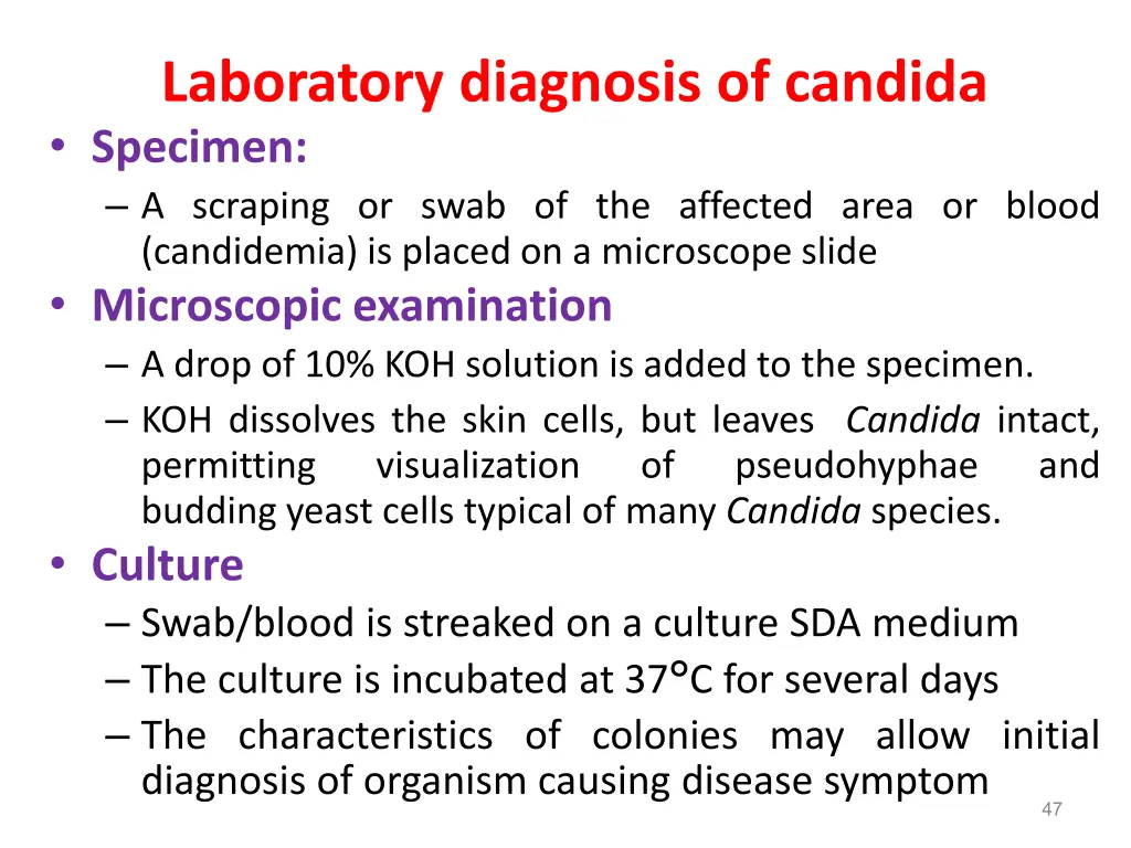 laboratory diagnosis of candida specimen