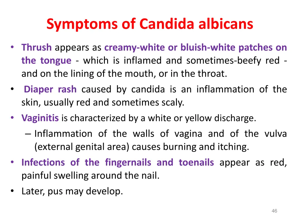 symptoms of candida albicans