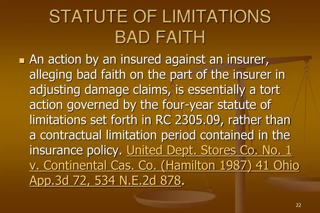 statute of limitations bad faith an action