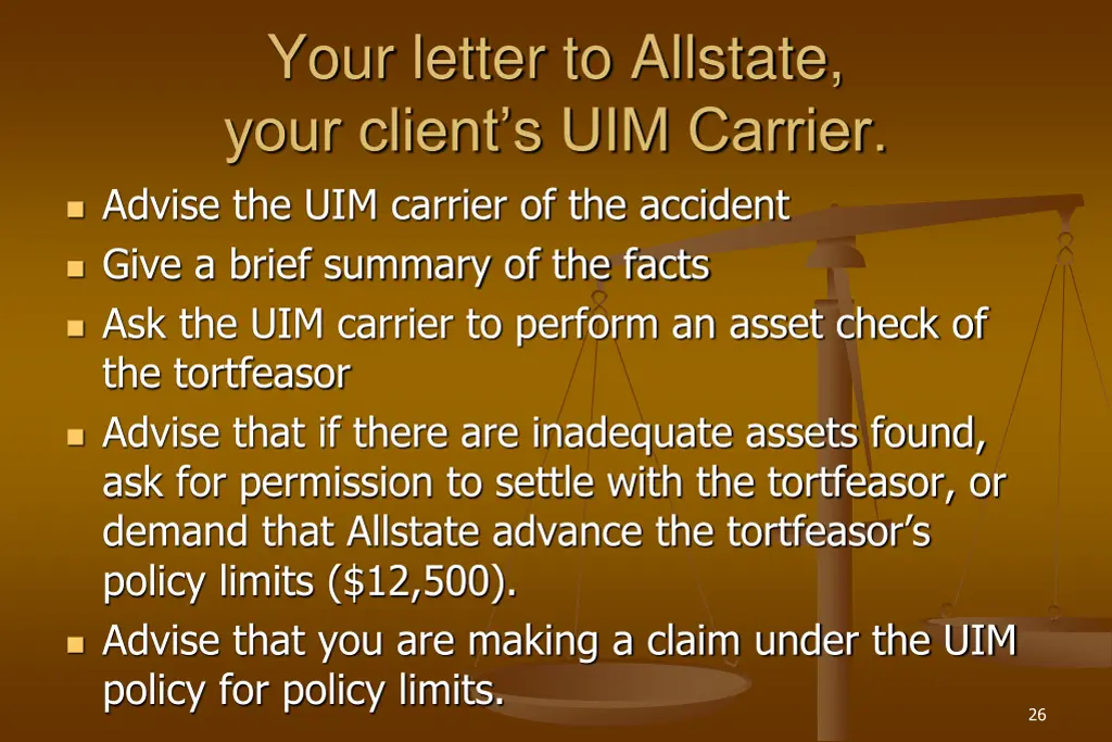 your letter to allstate your client s uim carrier