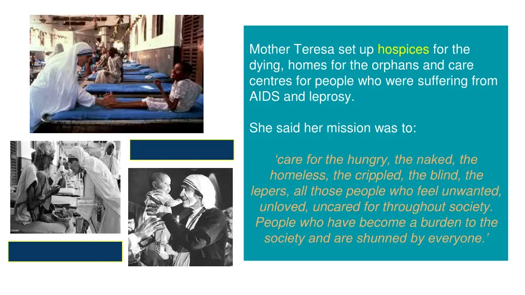 mother teresa set up hospices for the dying homes