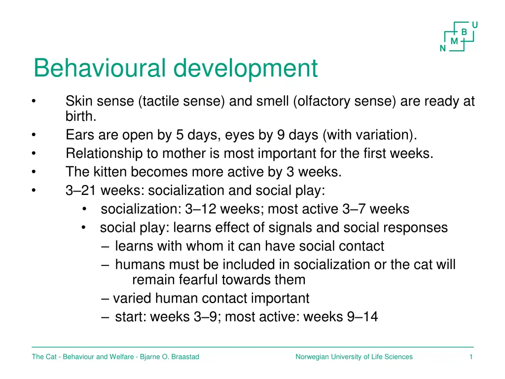 behavioural development