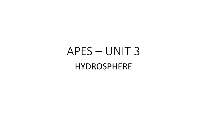 apes unit 3 hydrosphere