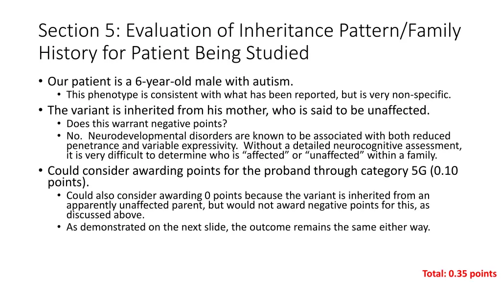 section 5 evaluation of inheritance pattern