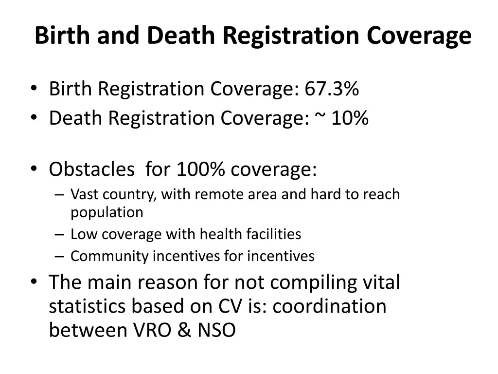 birth and death registration coverage