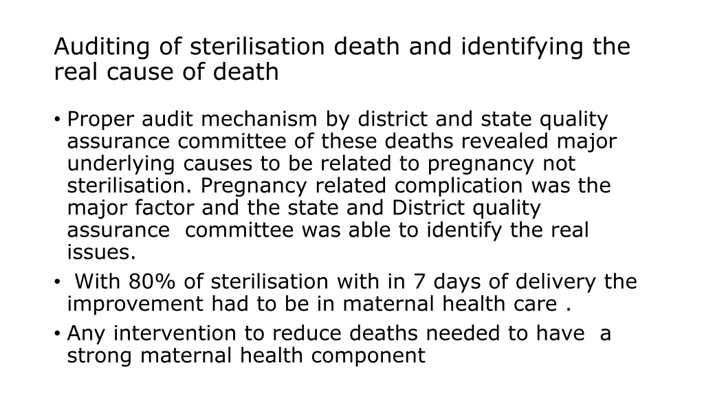 auditing of sterilisation death and identifying