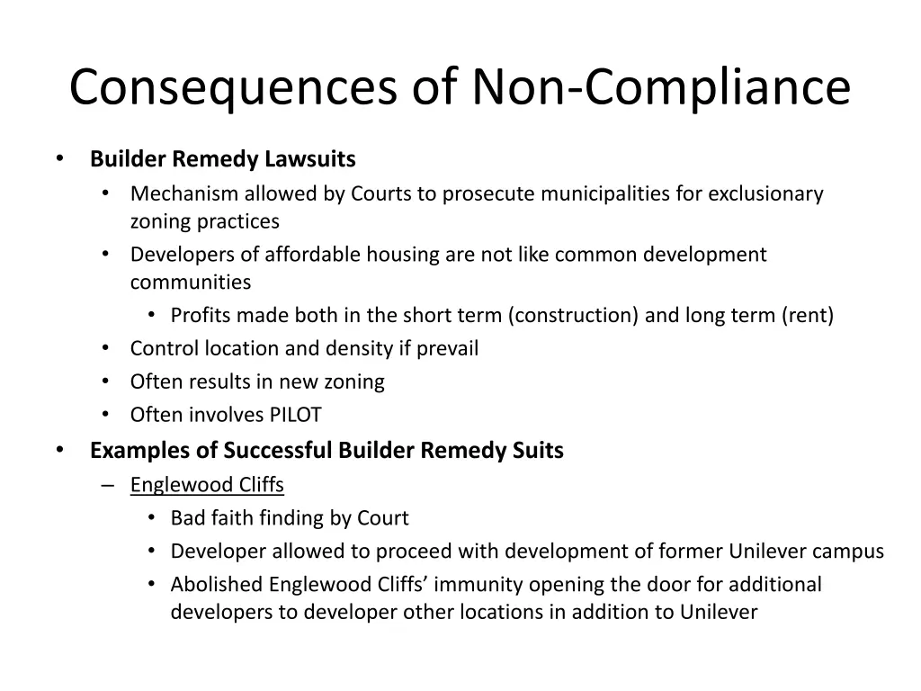 consequences of non compliance