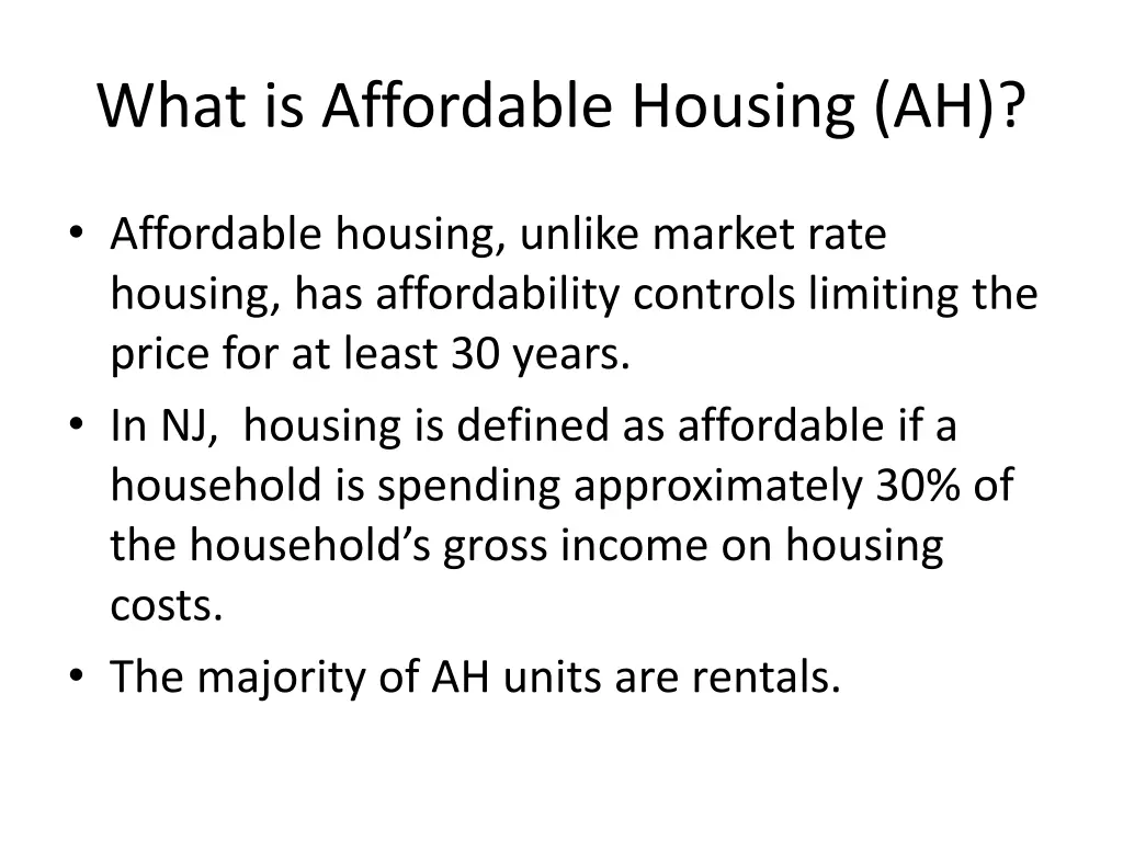 what is affordable housing ah