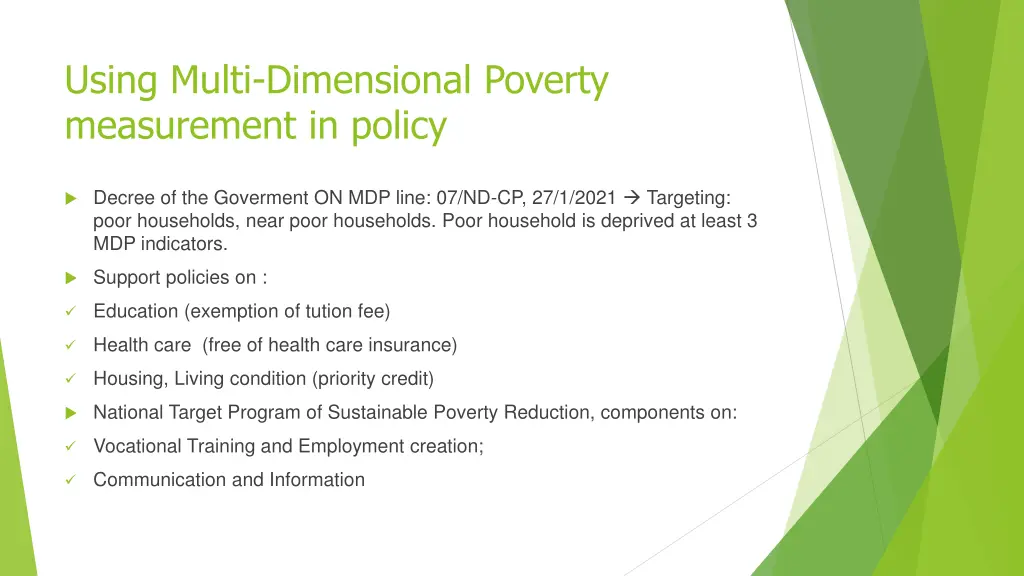 using multi dimensional poverty measurement