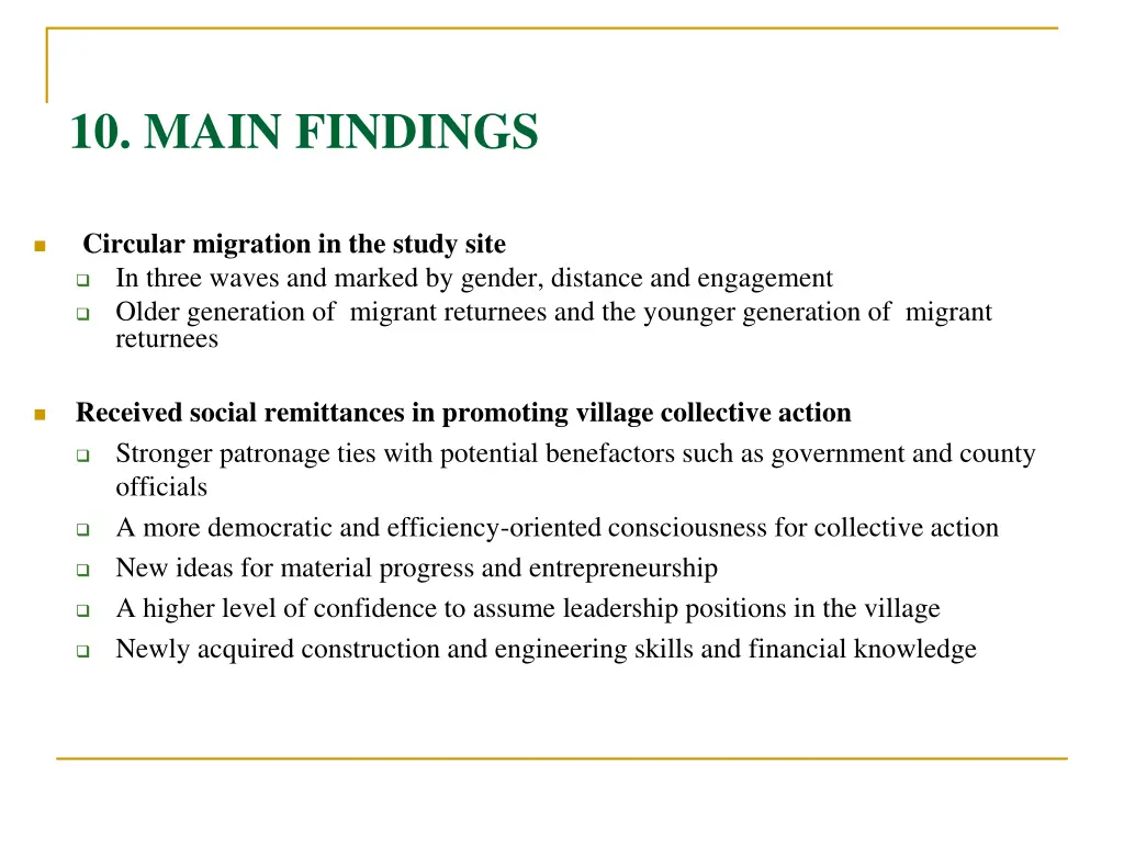 10 main findings