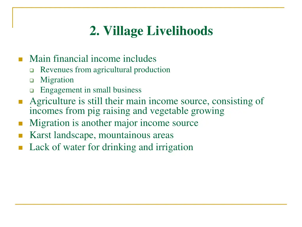 2 village livelihoods