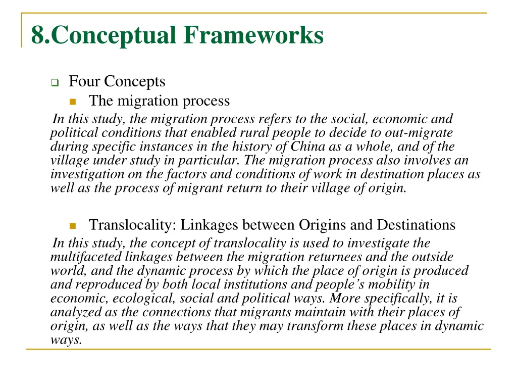 8 conceptual frameworks