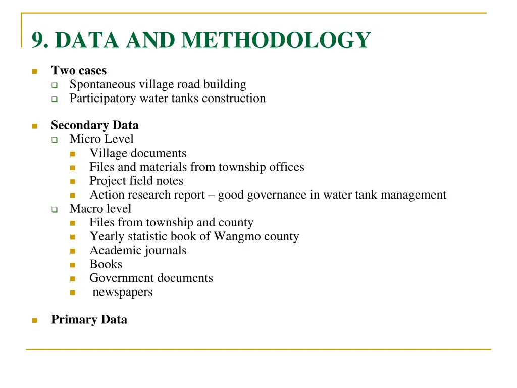 9 data and methodology