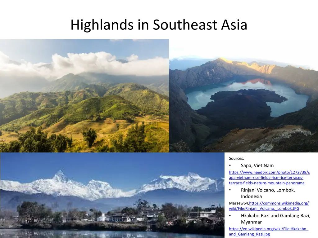 highlands in southeast asia