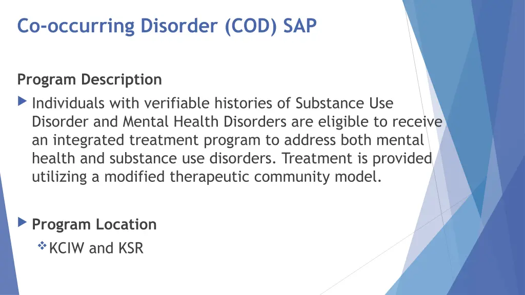 co occurring disorder cod sap