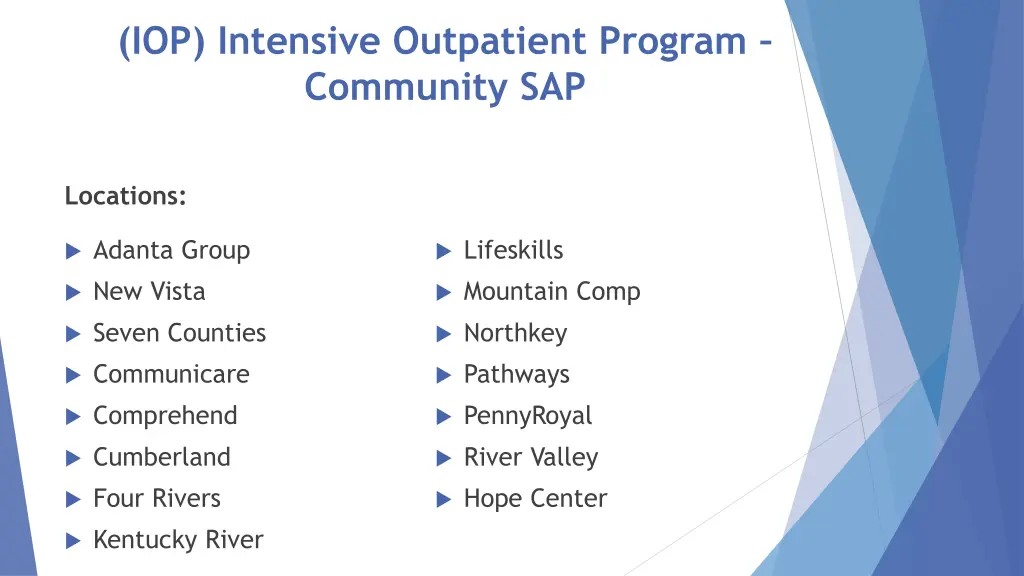 iop intensive outpatient program community sap 1