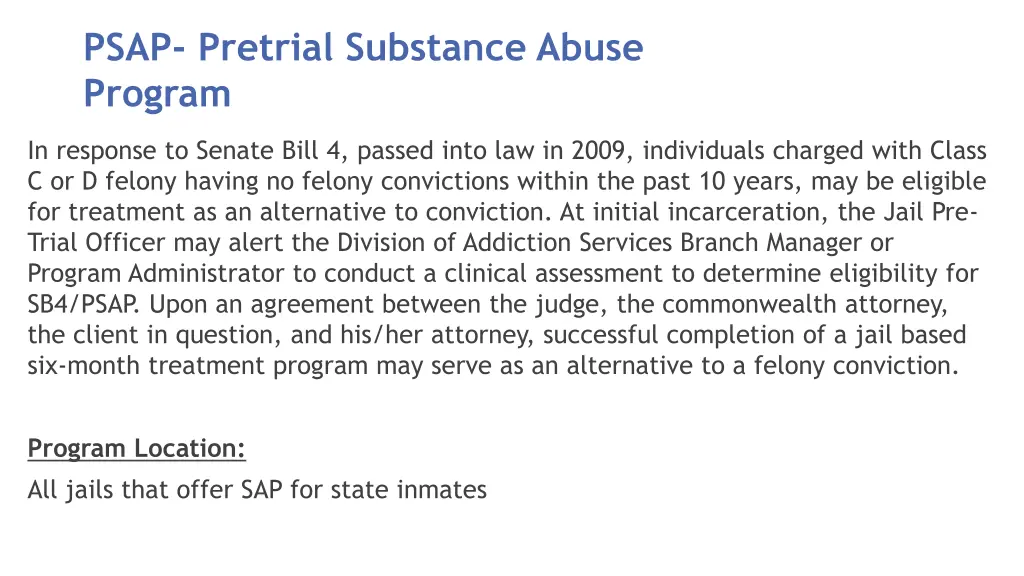 psap pretrial substance abuse program