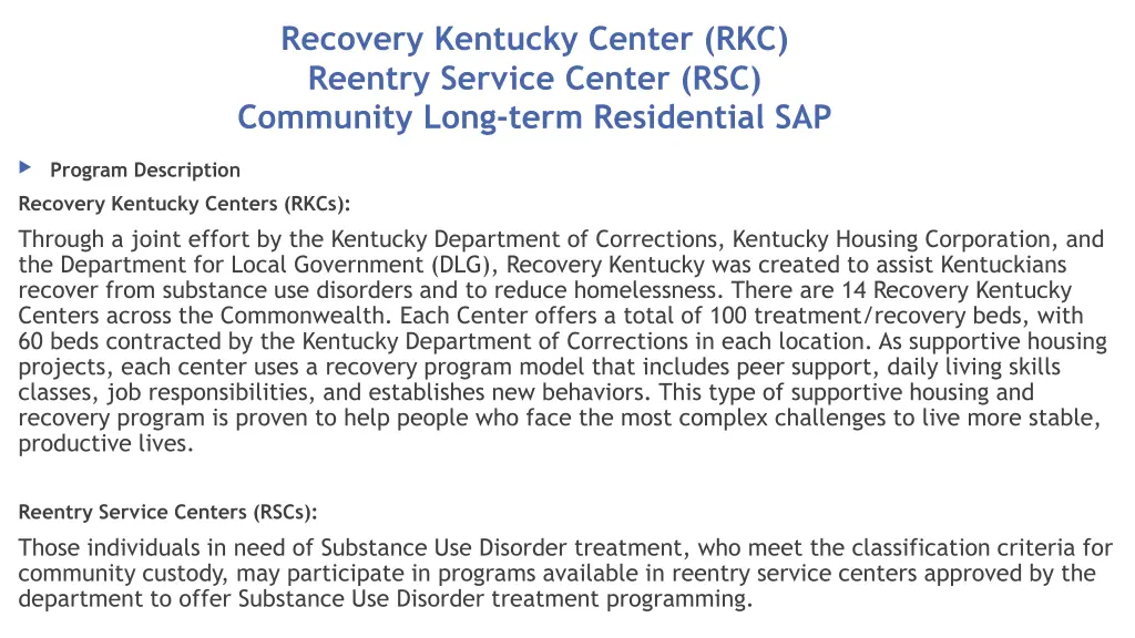 recovery kentucky center rkc reentry service