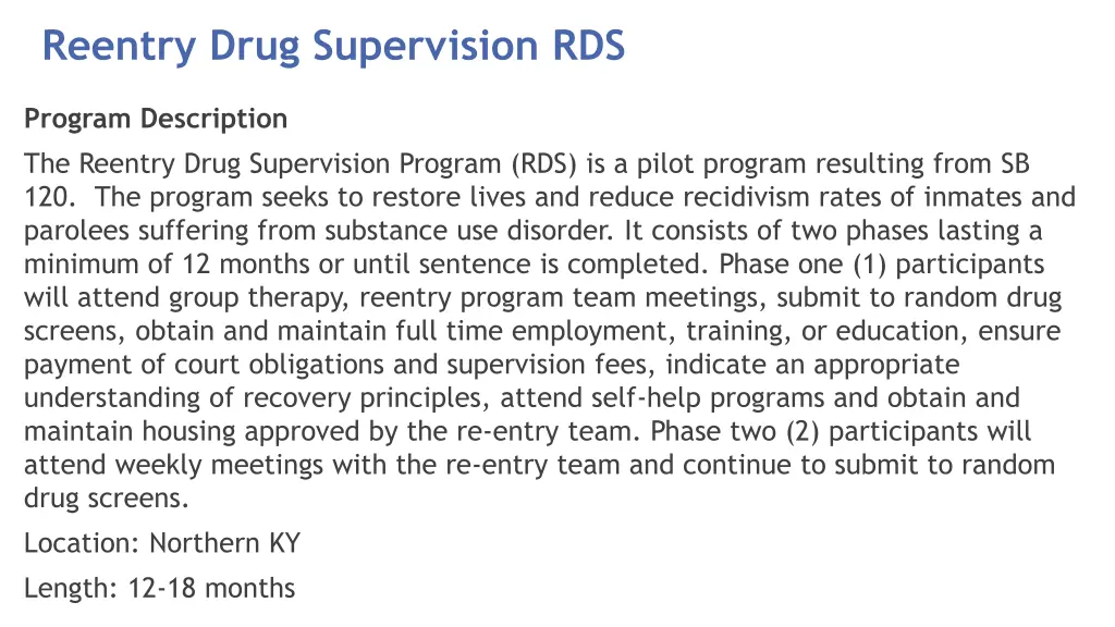 reentry drug supervision rds