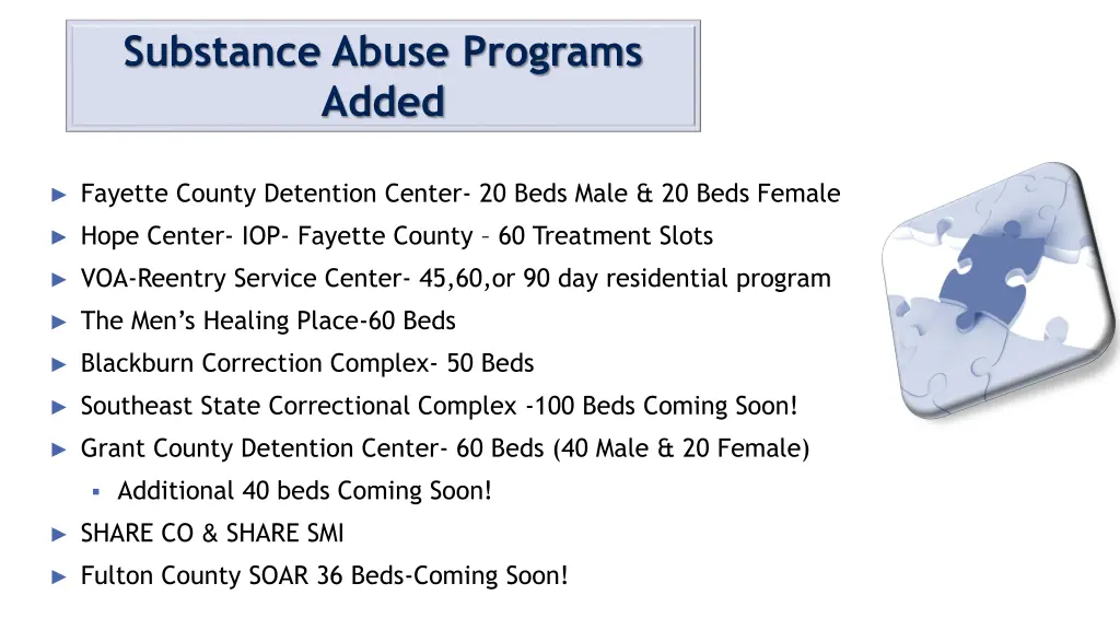 substance abuse programs added